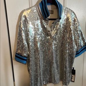 Double D Ranch Silver and Blue Polo Shirt